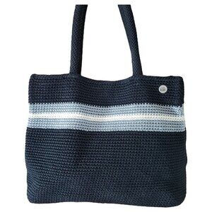 The Sak Crochet Black And Gray Boho Tote Shoulder Bag